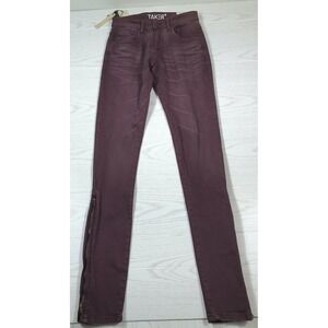 Taker Skinny Jeans Men 29x36 Purple Ankle Zip Stacked Moto Grunge Stretch New